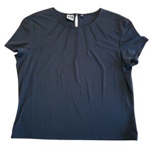 Vintage Anne Klein‎ Top Sz XL Blouse Black Short Sleeve Career Classic Office